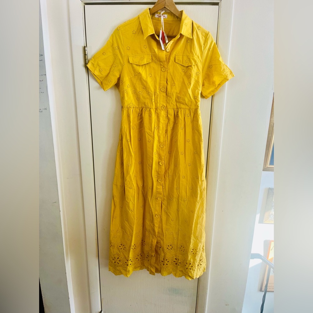 NWT Red Marine Amsterdam Eyelet Nautical Preppy Cottagecore Prairie Dress M